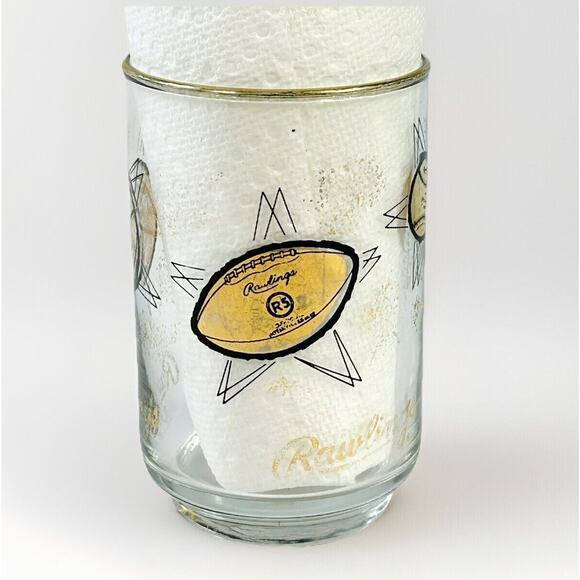 Vtg MCM Set Libbey Rawlings Atomic Baseball Football Black Gold Low Ball Glasses - Picture 2 of 6